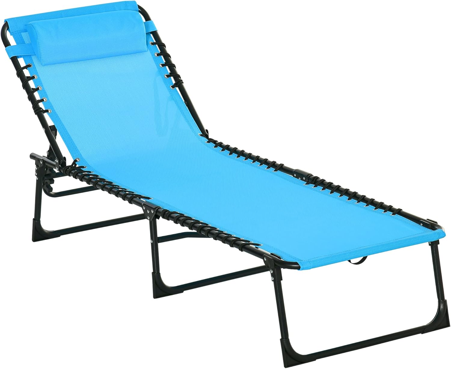 Outsunny Folding Chaise Lounge: 4-Position Recline, Mesh Seat, Blue