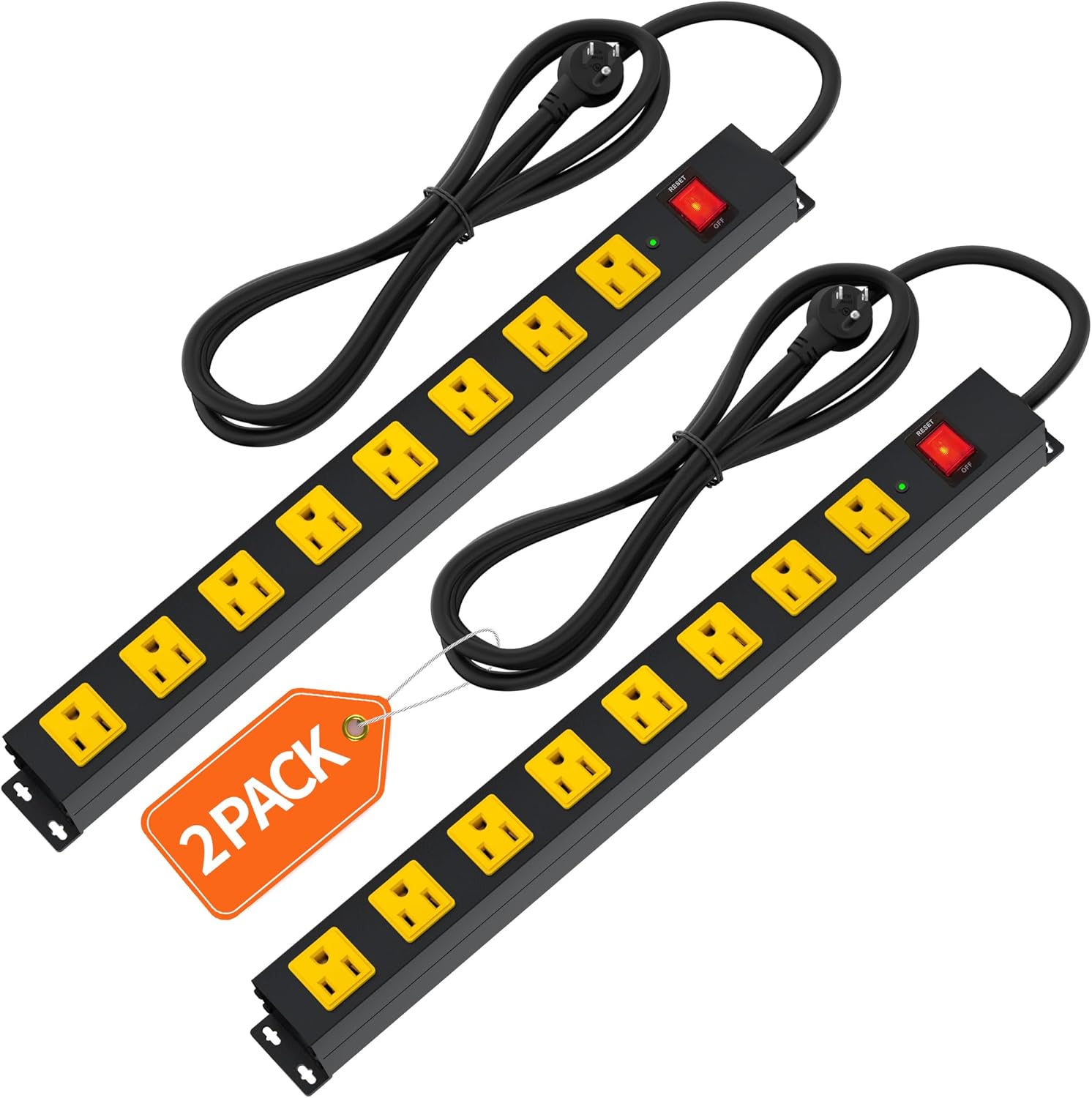 8 Outlet Long Power Strip with 2100J Surge Protection for Home