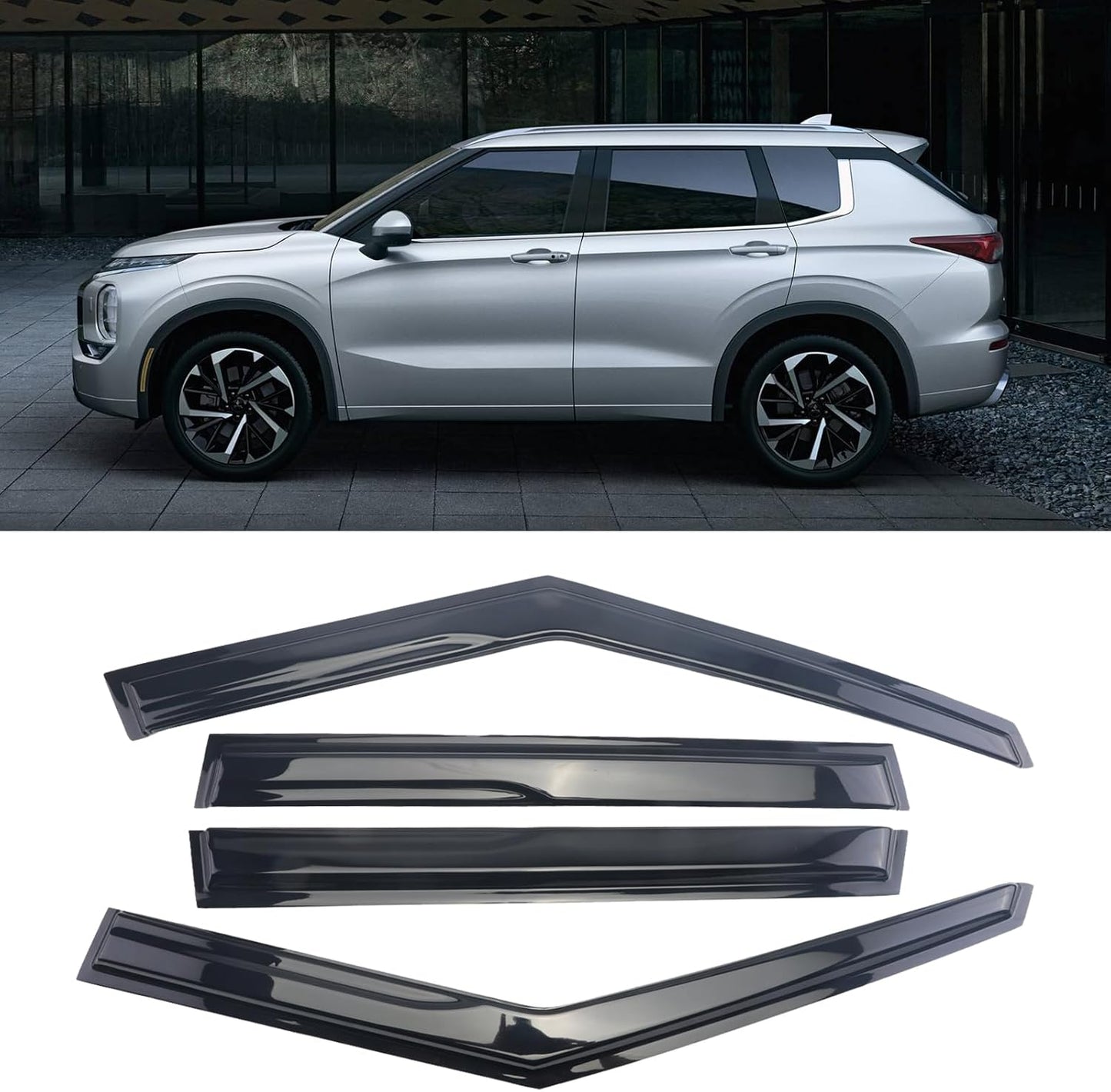 Black Outside Mount Window Rain Guards for 2022-2023 Outlander