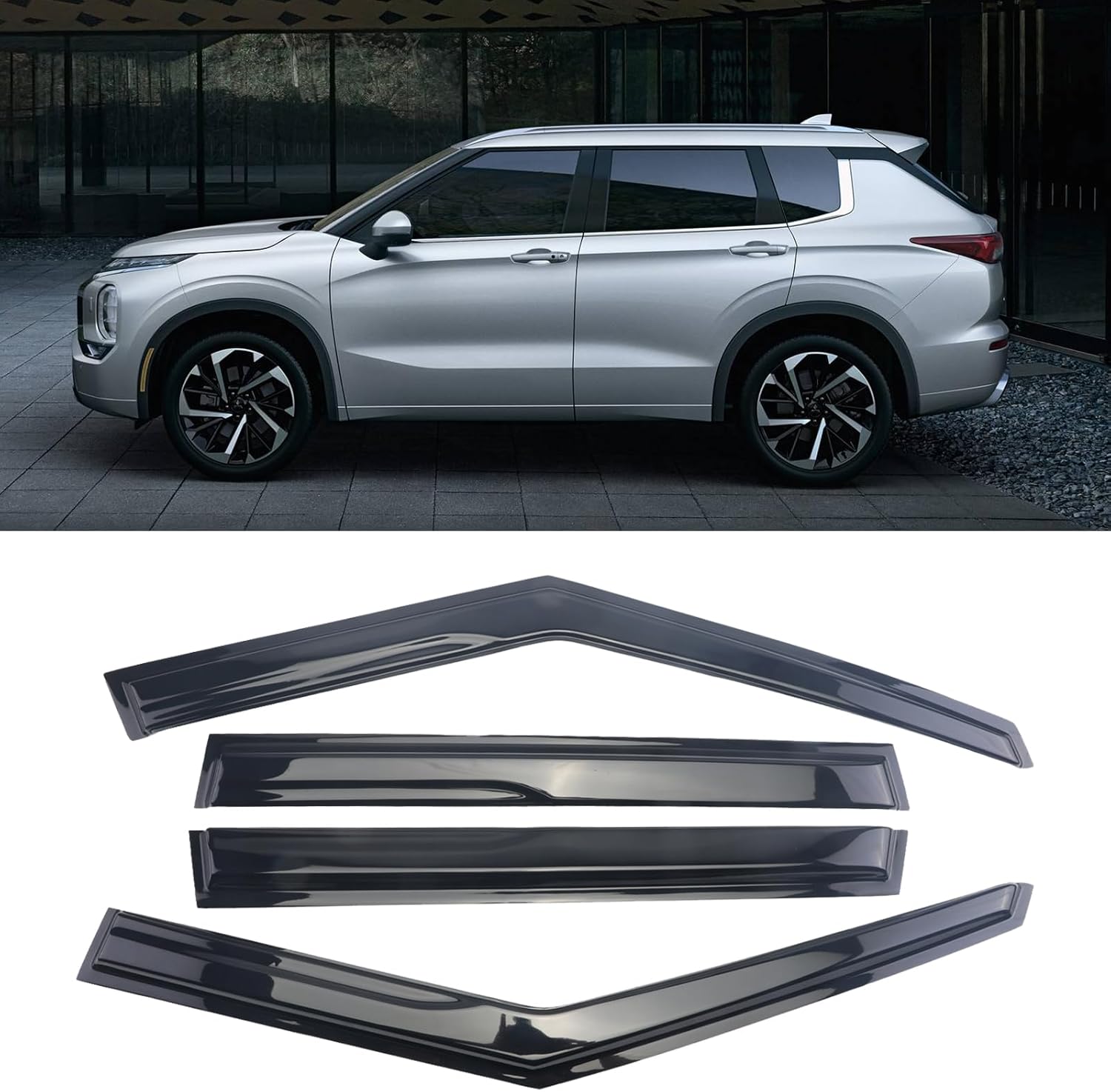 Black Outside Mount Window Rain Guards for 2022-2023 Outlander