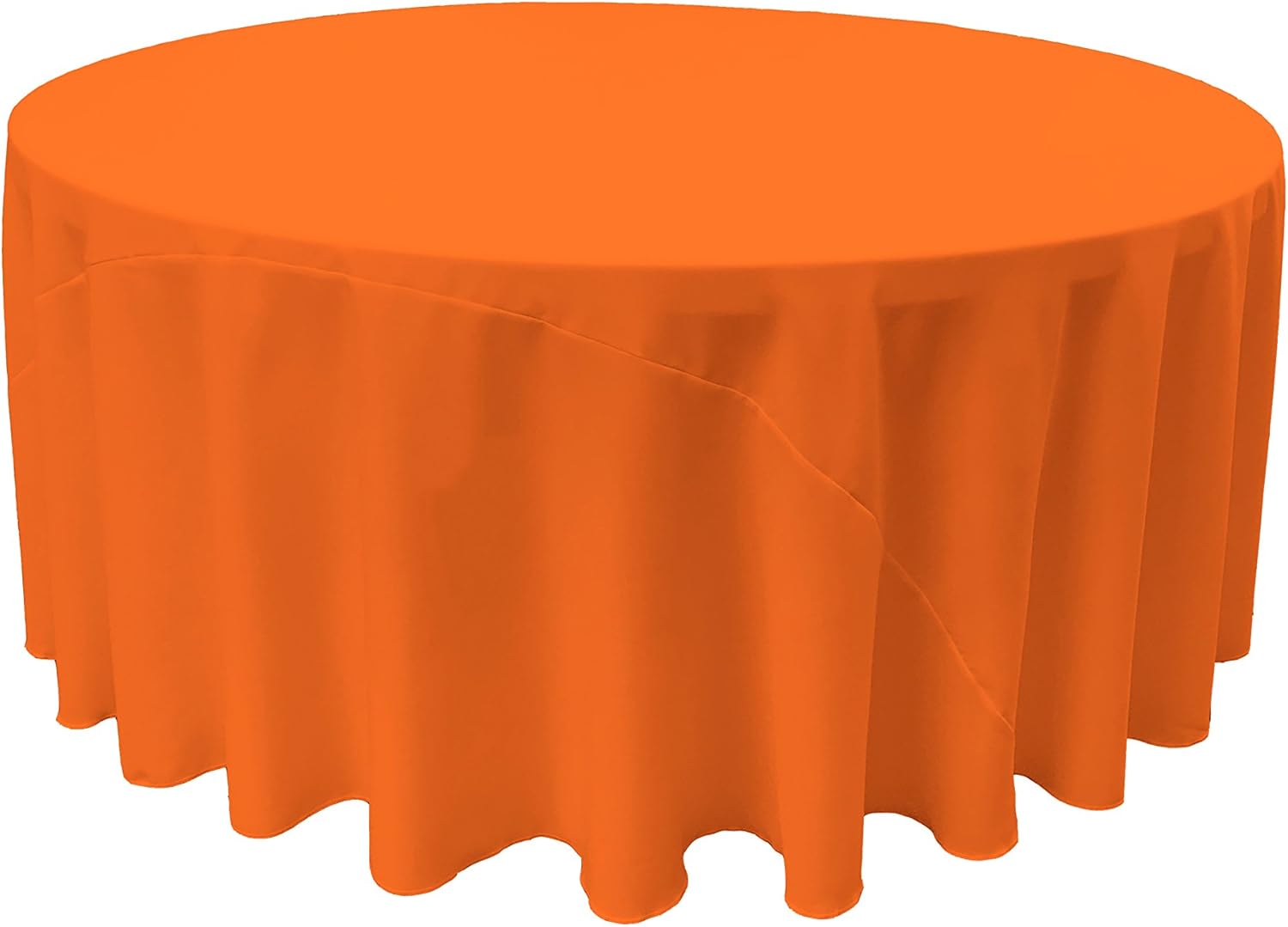 132-Inch Orange Polyester Poplin Round Tablecloth for Events