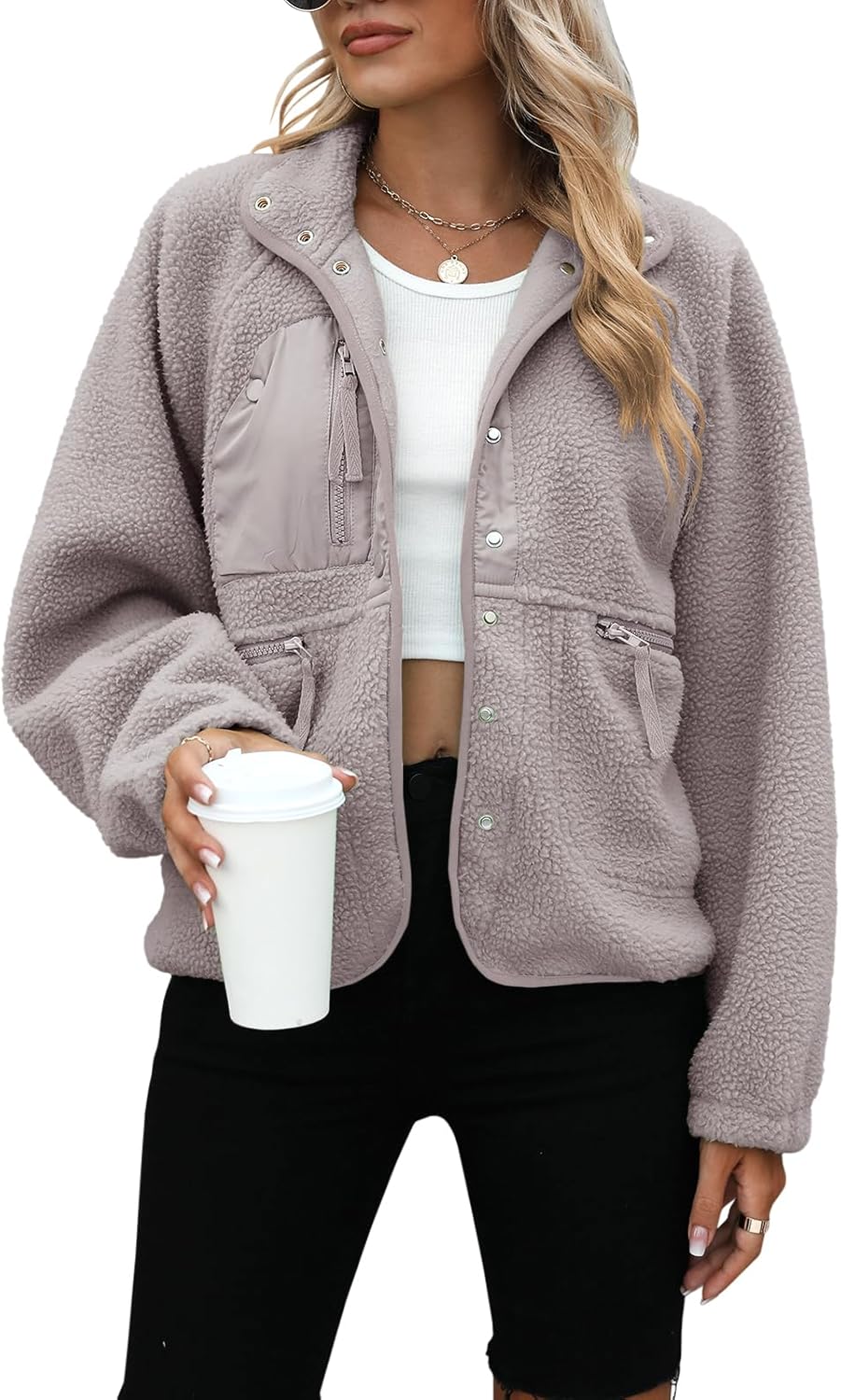 Yanekop Womens Fleece Jacket for Cozy Winter Style