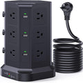 Surge Protector Power Strip Tower - 12 Outlets + 6 USB Charging Hub