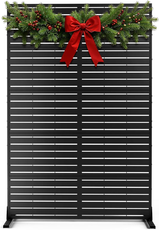 FENCY Metal Privacy Screen with Stand for Outdoor Spaces