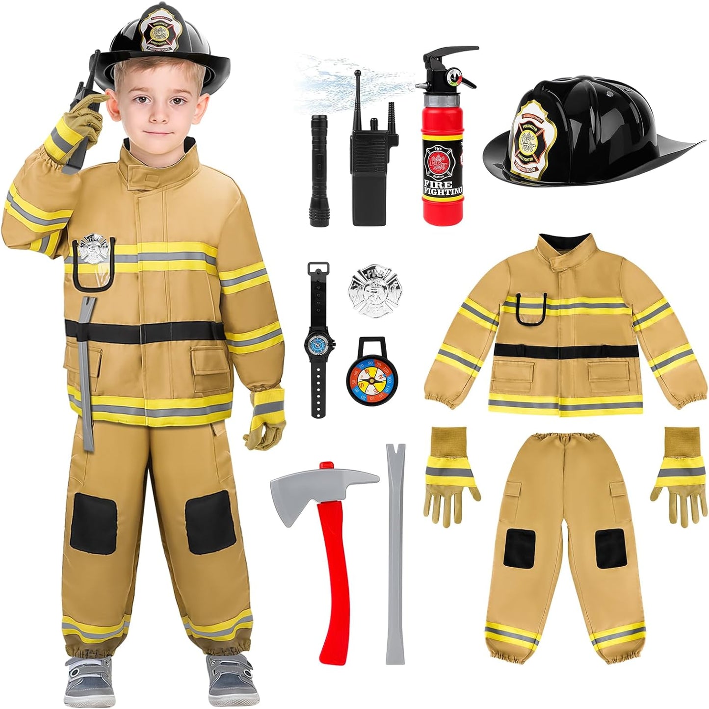 deAO Fireman Costume for Kids - Ultimate Firefighter Dress-Up Set