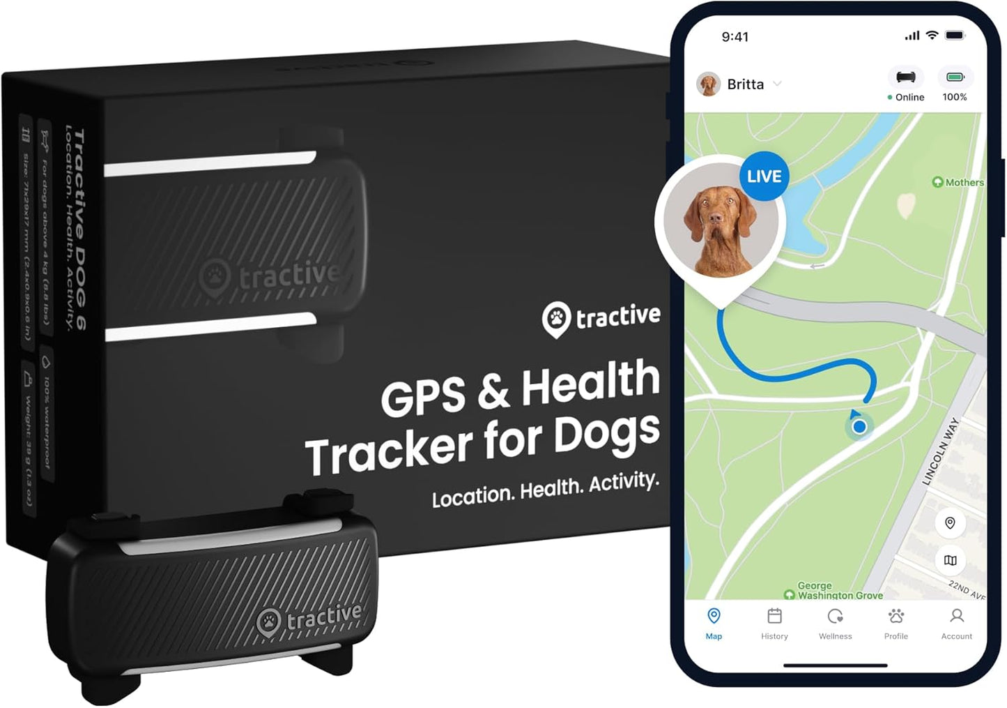 Tractive GPS Dog Tracker | Real-time Location | Health Alerts