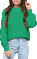 Girls Mock Neck Pullover Sweater for Kids - Warm, Soft Fit