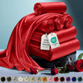 Satin Bed Sheets King Size - 6 Piece Luxury Silky Bedding Set (Red)