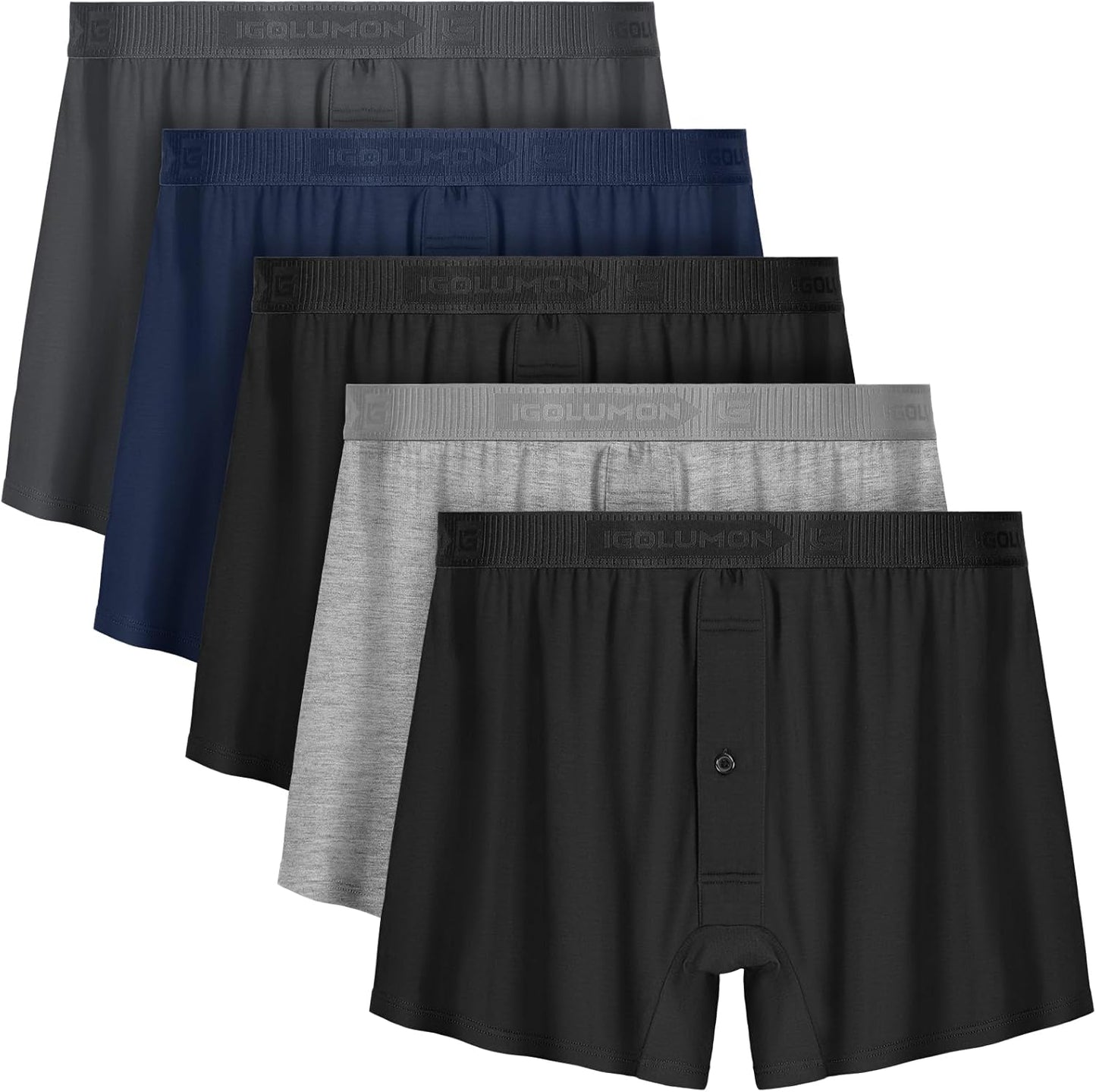 IGOLUMON Mens Underwear Boxer Shorts 5 Pack Bamboo Rayon Comfort