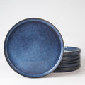 Star Salad Plates Set 6, 8in Stoneware Plates - Nebulas Blue
