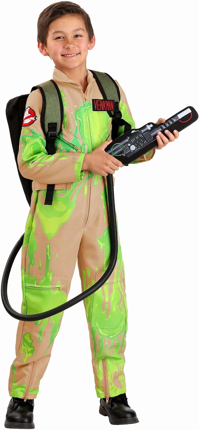 Child Slime-Covered Ghostbusters Costume for Halloween Fun
