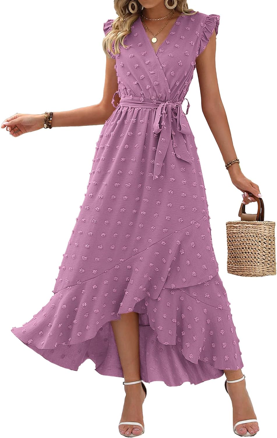 BTFBM Women V Neck Summer Dress for Beach Party and Cocktail