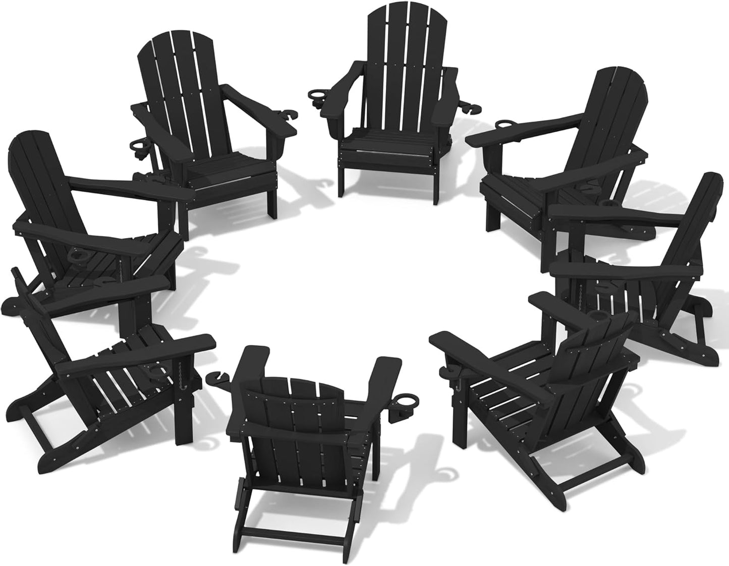 SERWALL HDPE Folding Adirondack Chair with Dual Cup Holder