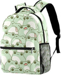 Durable Backpack for Middle Student Cute Frog Pattern - Large Capacity