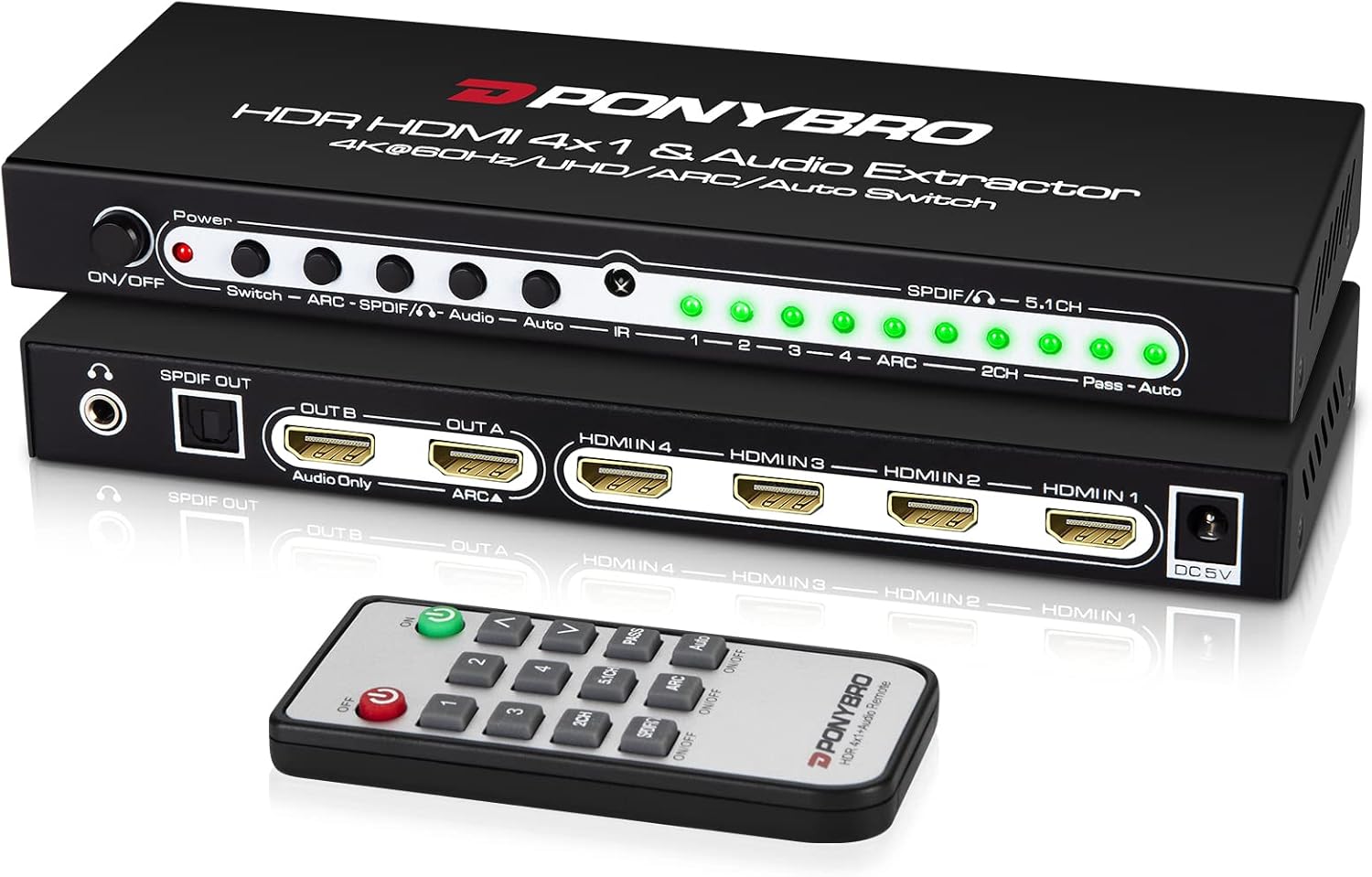 HDMI 2.0 Switch 4 Port with Audio Extractor for Gaming & More
