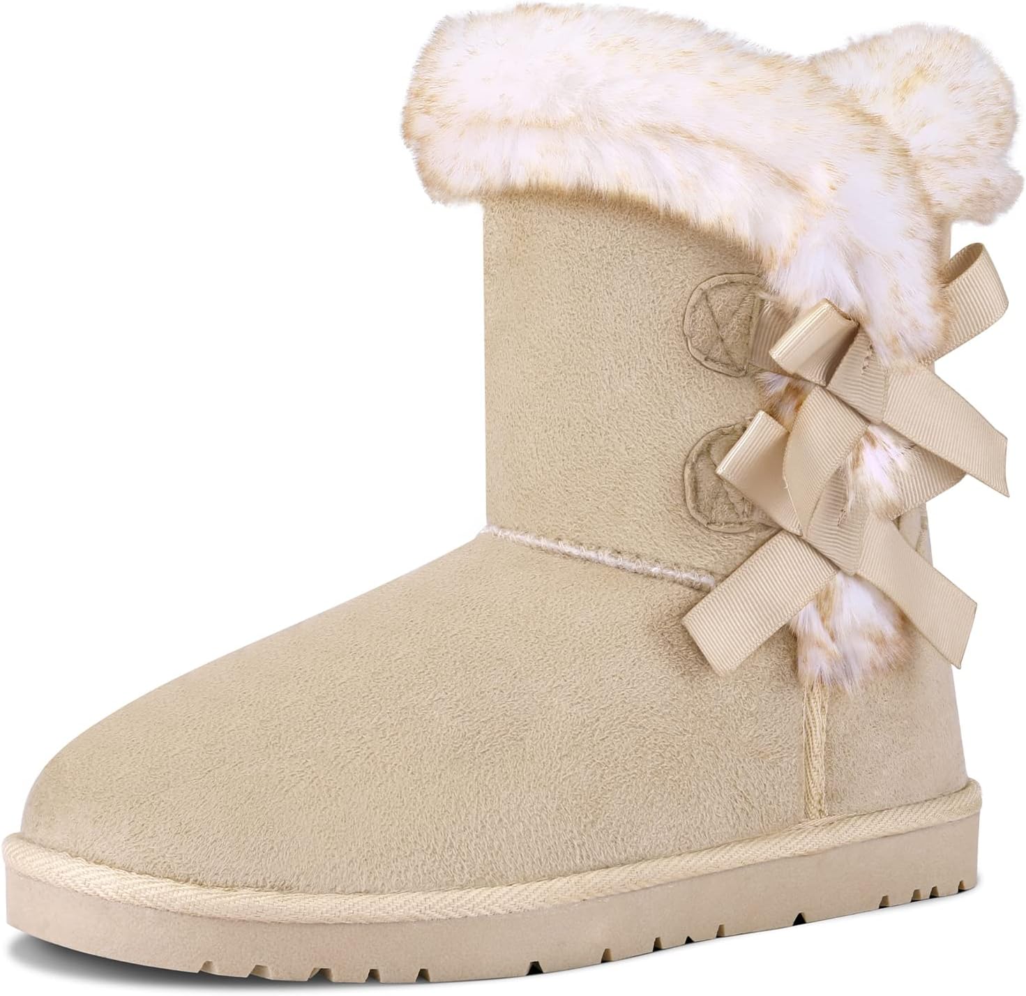 WFL Women Snow Boots Classic Mid-calf Fur Lining for Winter