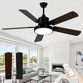 52-In Ceiling Fan with Lights in Black Matte - Remote Control