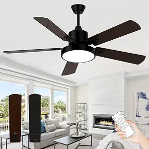 Ghicc 52-Inch Ceiling Fan with Lights - Modern Black Design