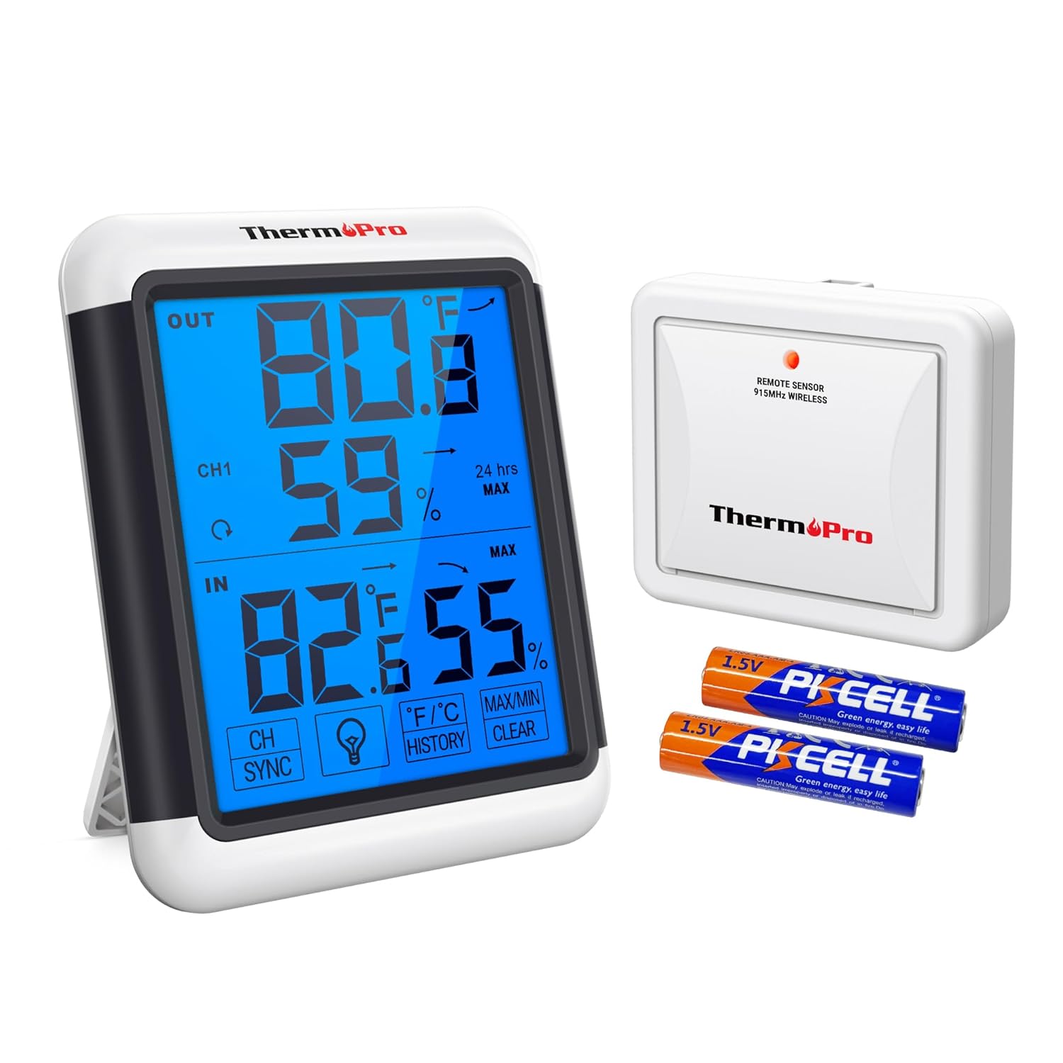 ThermoPro TP65 Wireless Indoor Outdoor Thermometer with Touchscreen