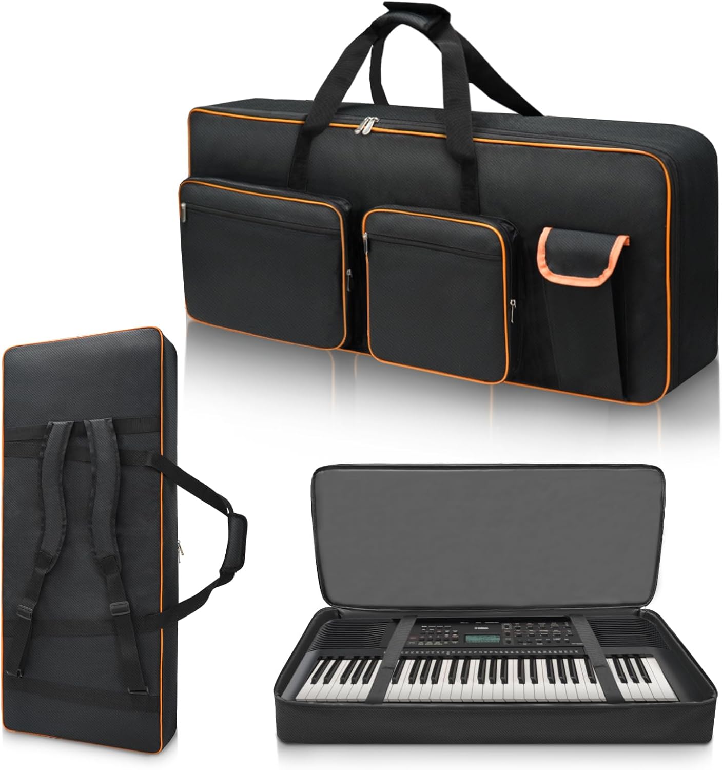 61 Key Keyboard Case with Padded Protection and Storage Pockets