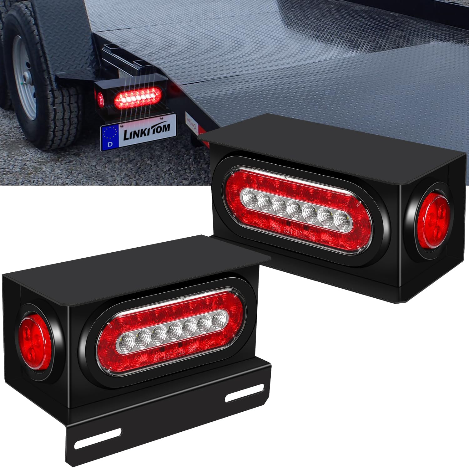 LINKITOM Trailer Light Kit with Heavy Duty Steel Boxes and LEDs