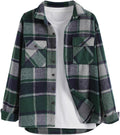 Mens Plaid Flannel Shirt Jacket - Long Sleeve Button Down