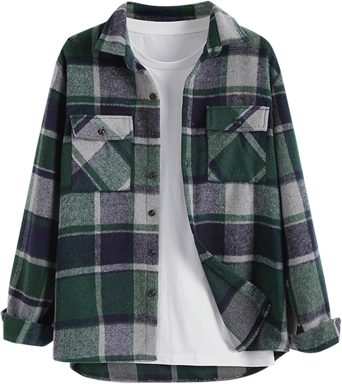 ZAFUL Mens Plaid Shirt - Classic Flannel Button Down Jacket