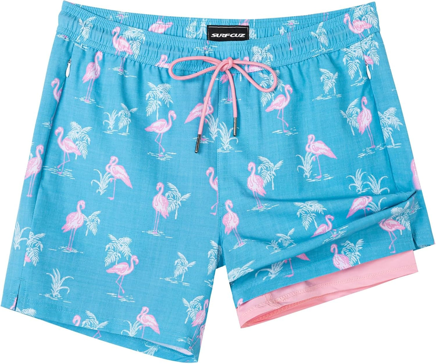 Quick Dry 5 Inch Swim Trunks with Compression Liner for Men