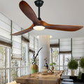 Ceiling Fan with Lights 52 in Solid Wood Propeller - Quiet DC Motor