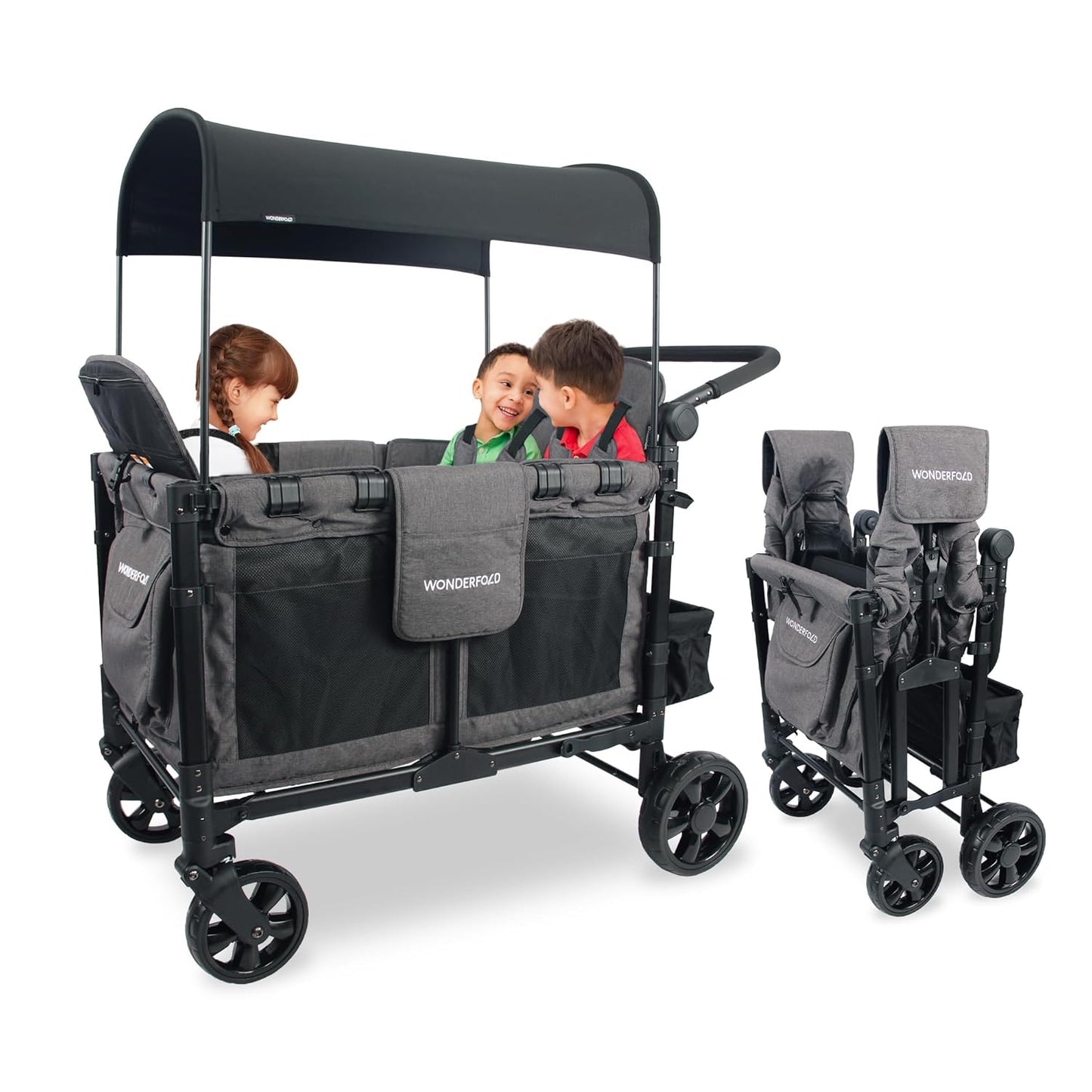 WonderFold W4 Elite Stroller Wagon for 4 Passengers Comfort