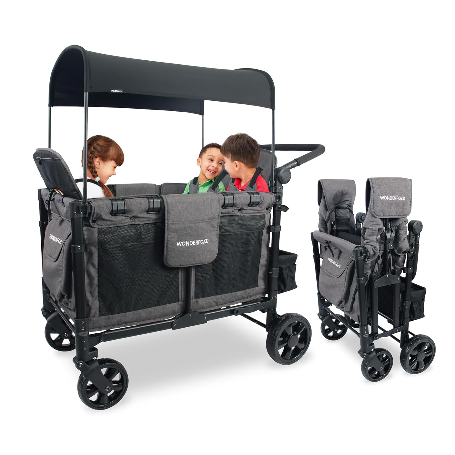 WonderFold W4 Elite Stroller Wagon for 4 Passengers Comfort