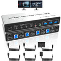 USB 3.0 DisplayPort + HDMI KVM Switch 4 PCs 2 Monitors - 4K@60Hz