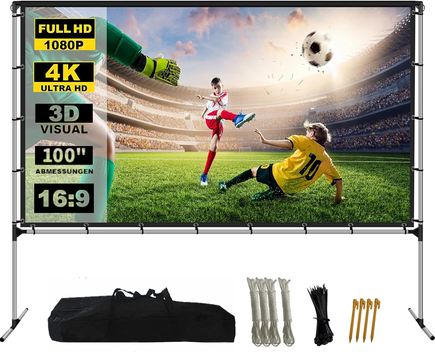 Ultimate 100 Portable Projector Screen - 4K HD Outdoor/Indoor Setup in Minutes!