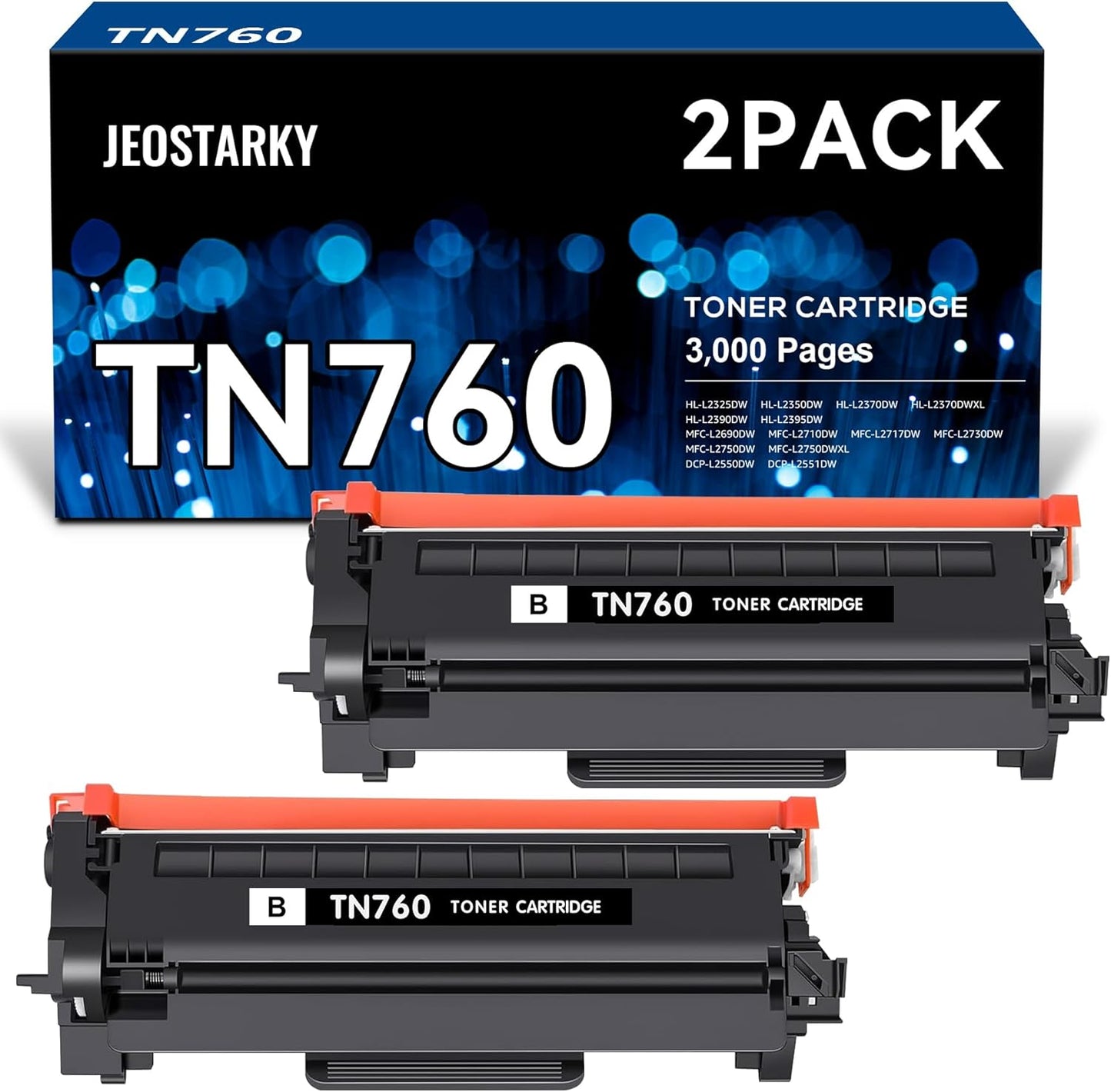 High-Quality 2-Pack TN760 Toner for Brother Printer
