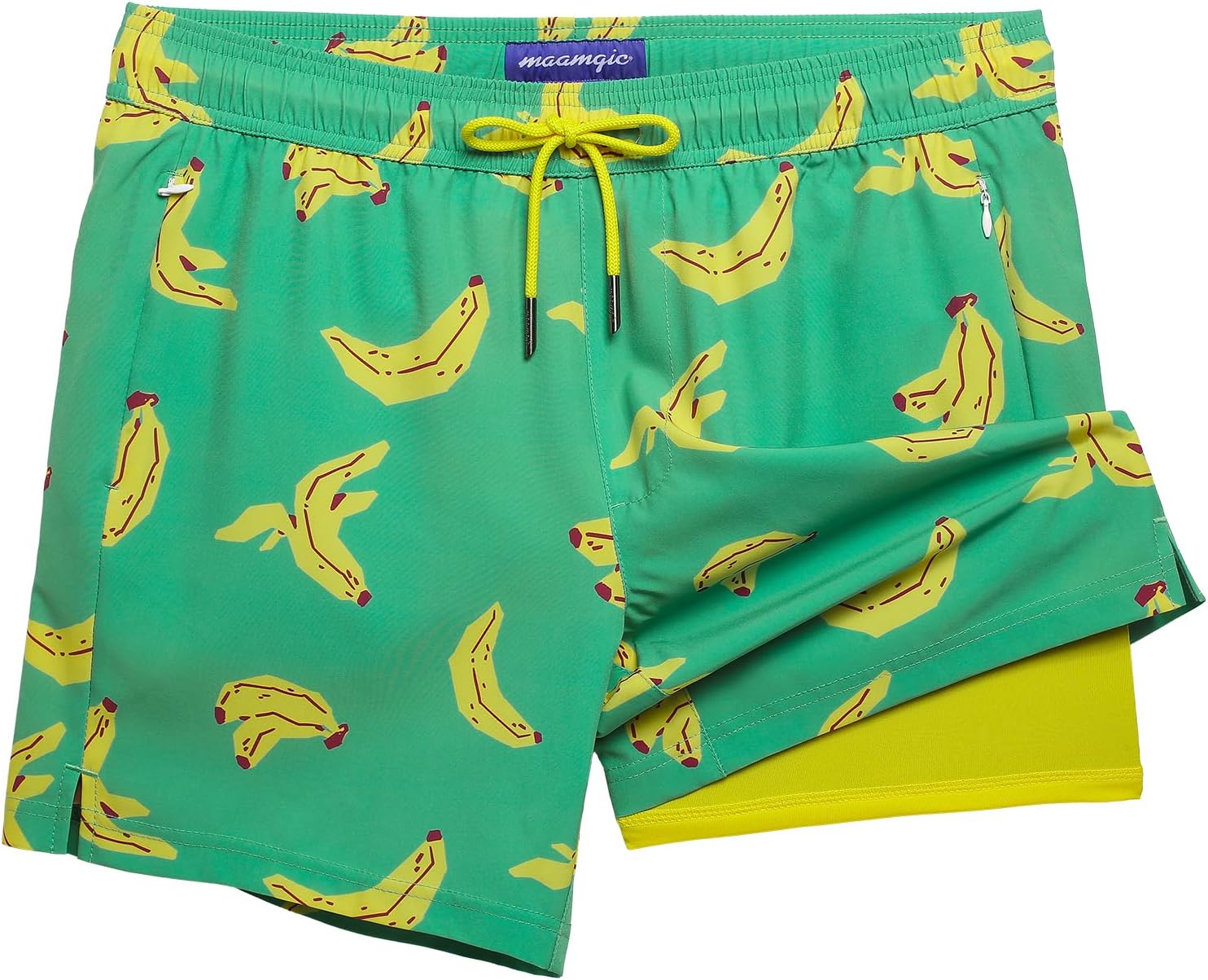 maamgic Mens Swim Trunks with Compression Liner for Comfort