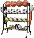 IBUYKE Basketball Rack 4-Layer Rolling Ball Storage - Mobile Organizer