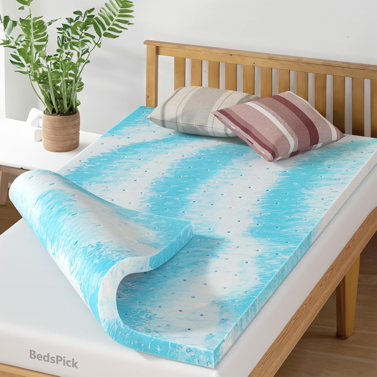 BedsPick Twin XL Mattress Topper: 2 Inch Gel Memory Foam Comfort