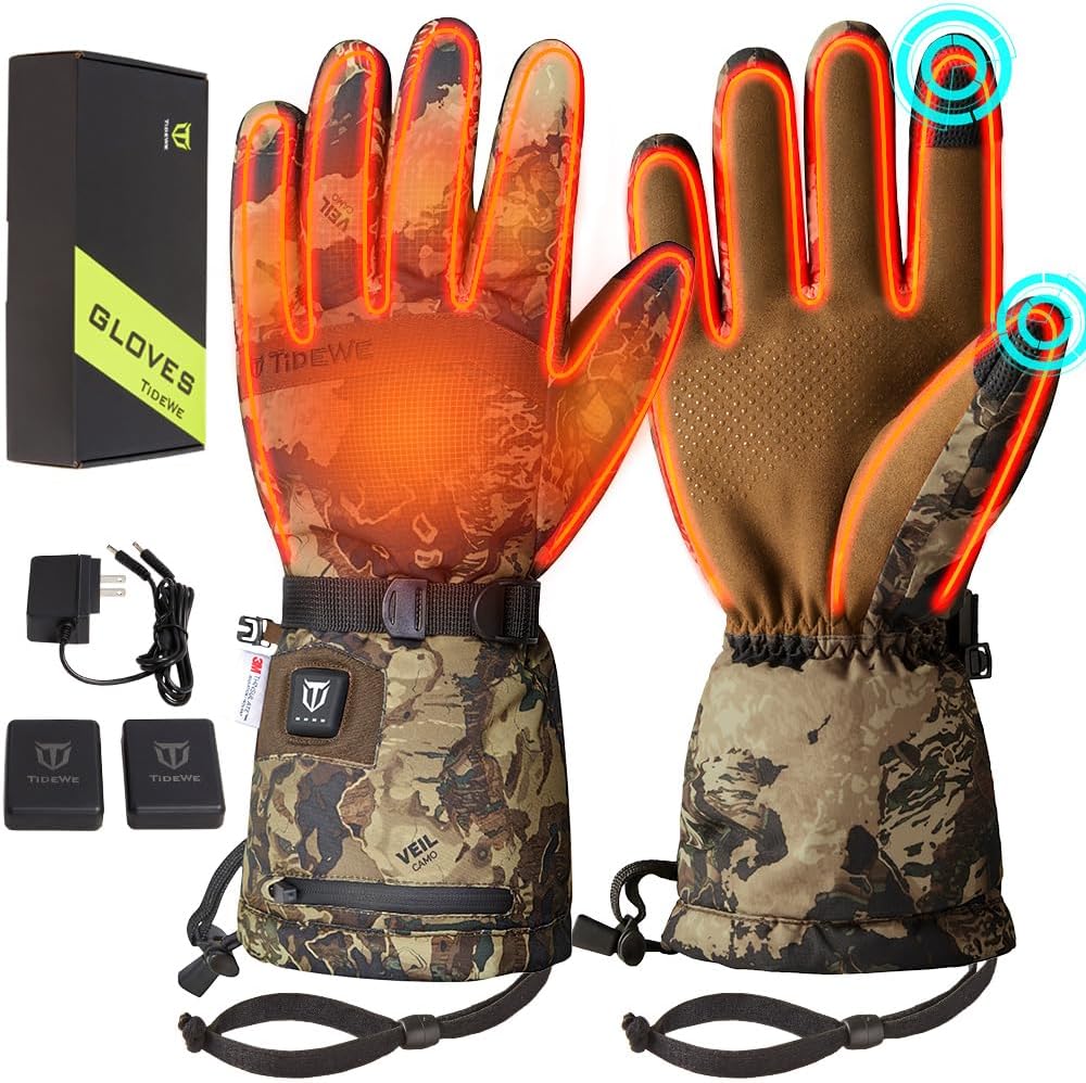 TIDEWE Heated Gloves: 3 Heat Settings, Waterproof, Rechargeable