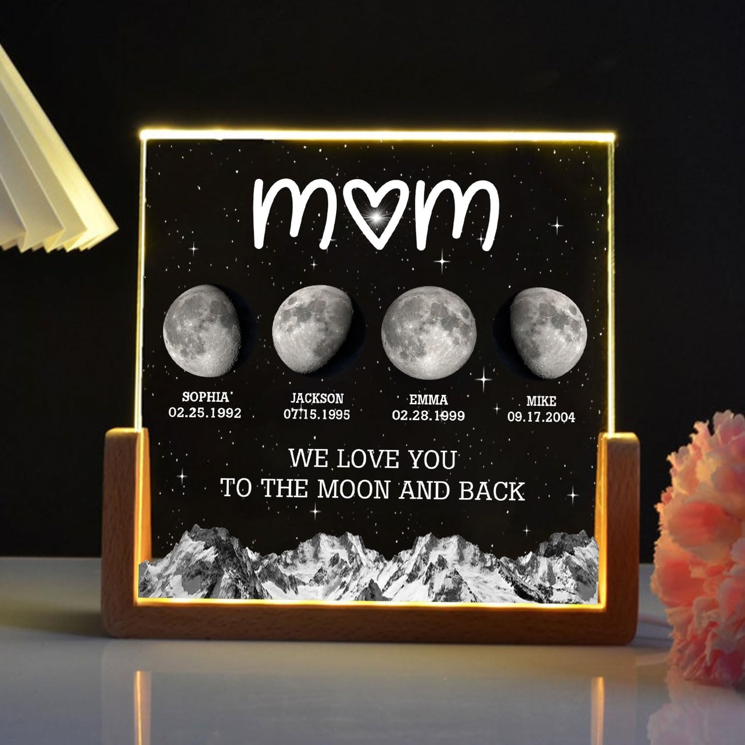 Personalized LED Moon Phase Night Light