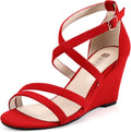 3 Inch Strappy Wedge Sandals for Women - Dressy Bridal Wedge Heels