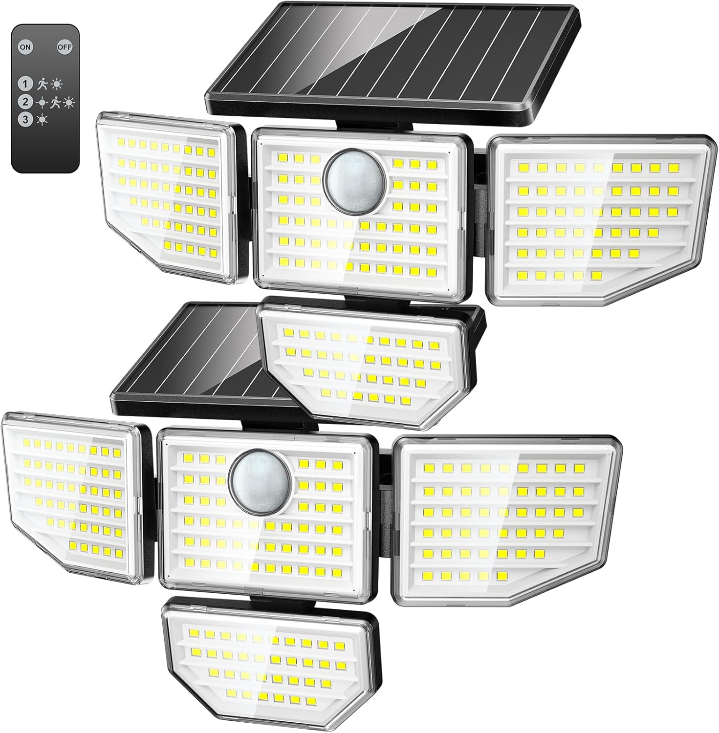 3000LM Outdoor Solar Light with 4 Heads for Bright Illumination