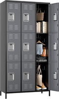 METAN Metal Lockers 9-Door Black Dark Gray - Durable Steel Storage