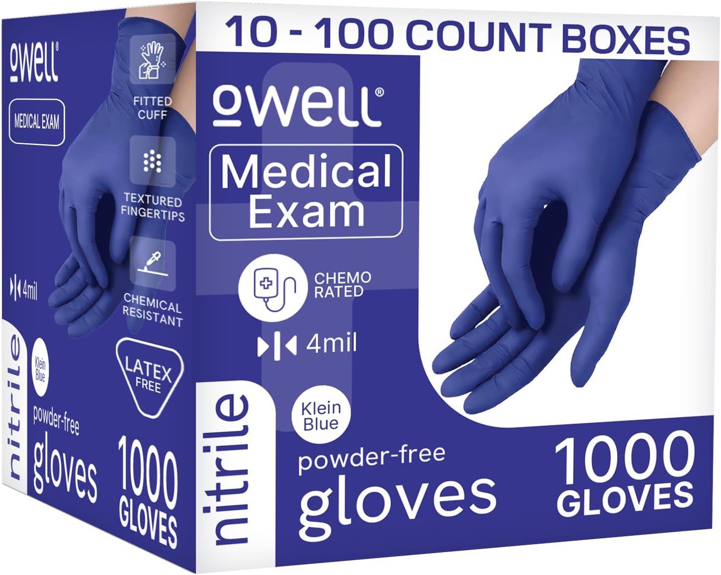 OWELL Blue Medical Exam Nitrile Gloves for Healthcare & Food