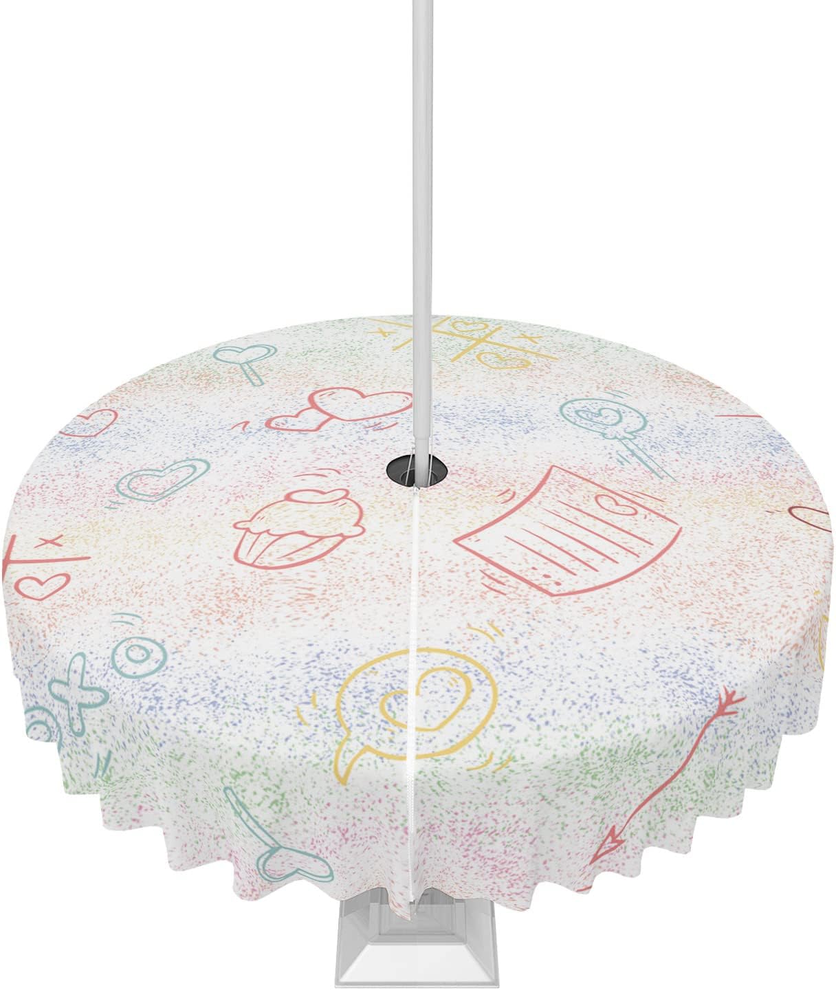 Valentine's Day Outdoor Tablecloth - Waterproof & Zippered 60 Round