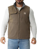 Men's Loose Fit Washed Duck Fleece-Lined Waterproof Workwear Mock-Neck