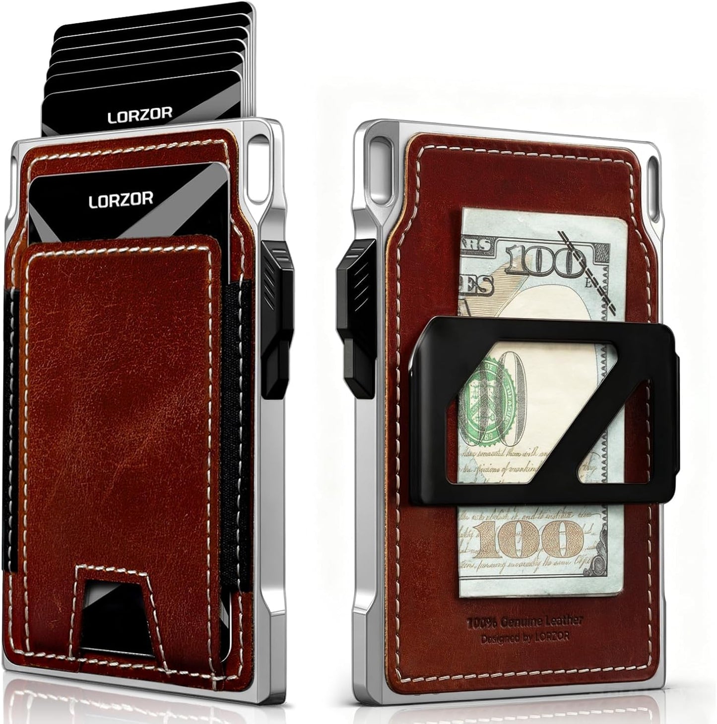 LORZOR Slim Tactical Wallet for Men - Minimalist Leather Design