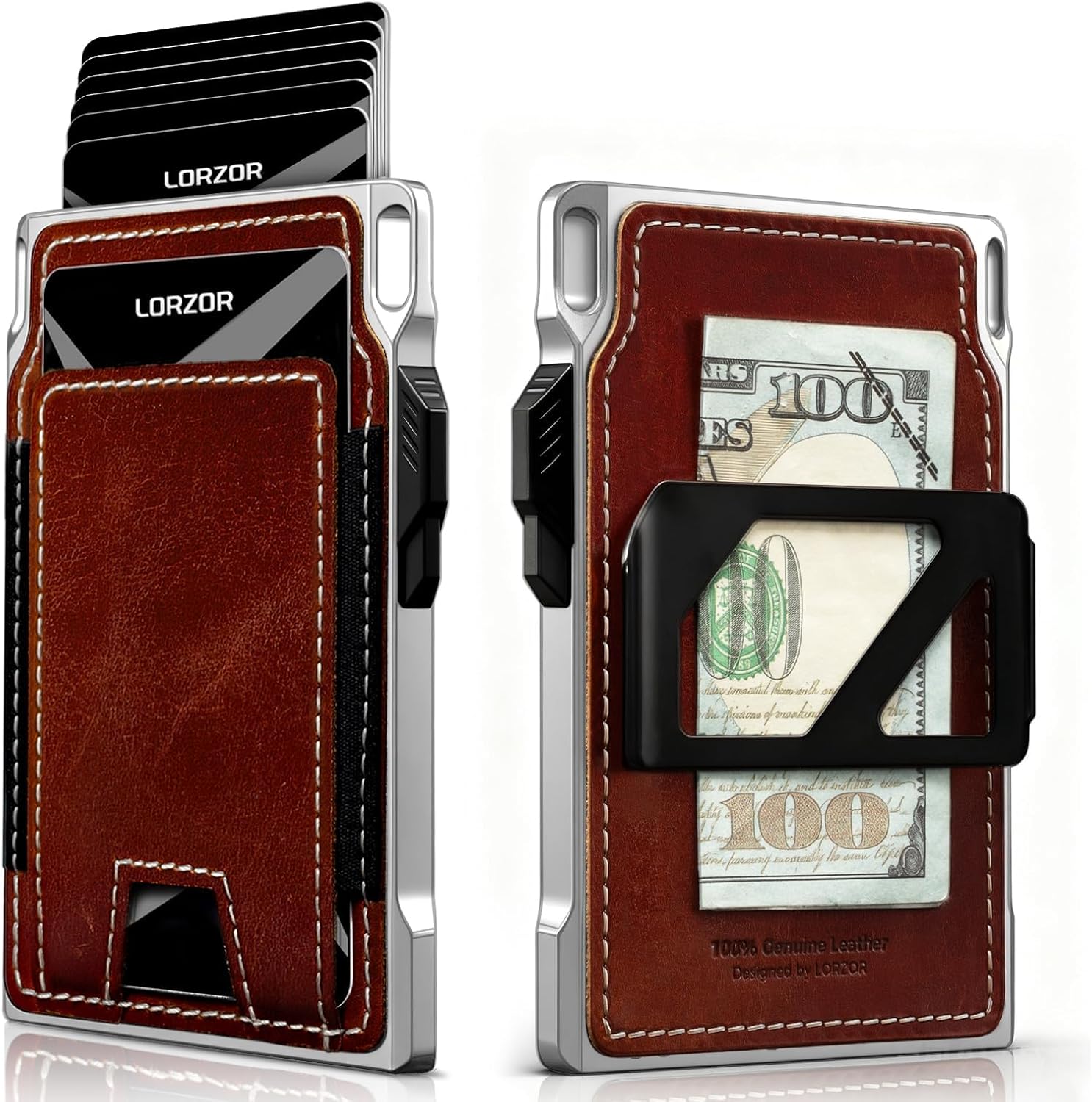 LORZOR Slim Tactical Wallet for Men - Minimalist Leather Design