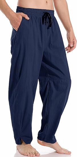AITFINEISM Mens Cotton Linen Pants for Summer Beach Comfort