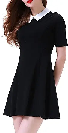 Aphratti Women's Cute Skater Dress with Peter Pan Collar Style