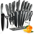 EUNA Knife Block Set, 19 PCS Kitchen Knives - Clear Acrylic Block